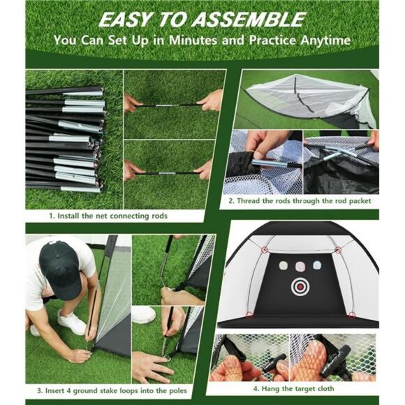 Golf Net, 10x7ft Golf Practice Net with Tri-Turf Golf Mat - Picture 6 of 8